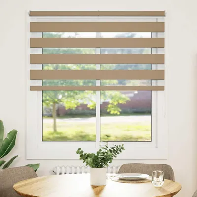 Productafbeelding van vidaXL Dubbele rolgordijn, zandbruin, 120x150 cm, stofbreedte 115,9 cm, polyester