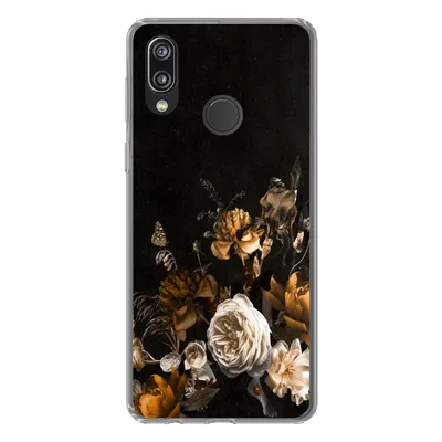Produktbild von MuchoWow® Handyhülle Schutzhülle Hülle für Huawei P20 Lite (2020) Blume - Gold - Muster Silikon Softcase Handy Hülle - Kartenhalter