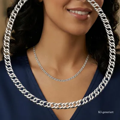 Produktbild von Zwillingspanzer Kette aus echt Silber 925 45 cm