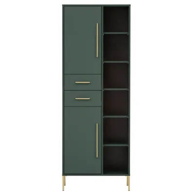 Produktbild von Hochschrank mit offenen Fächern KELLA-80 in waldgrün, B/H/T: ca. 67,1/184,3/33,1 cm