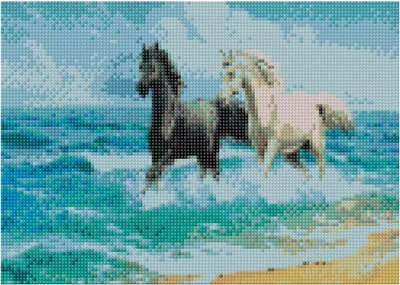 Produktbild von Diamant-Mosaik, Stickerei 30x40 Pferde v2 Flamingo Linie
