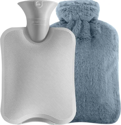 Produktbild von Wärmflasche mit Bezug, 2L/3L Auslaufsicher Wärmflasche Groß, Hot Water Bag, BPA Frei PVC, Ideal zur Schmerzlinderung und Wärmeerhaltung für Kinder und Erwachsene - Grau