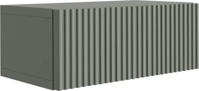Immagine prodotto di Comodino sospeso con cassetto, frontale scanalato, colore verde aloe, dimensioni 40 x 21,6 x 16 cm