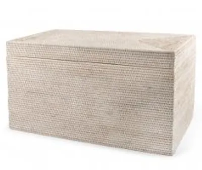Immagine prodotto di H&H Baule Rattan Bianco con Coperchio Cm 78X42XH42