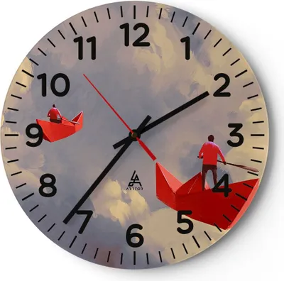 Produktbild von Wanduhr - Rund - Glasuhr - Abstraktion modern - 30x30cm - Schleichendes Uhrwerk - Lautlos - zum Aufhängen bereit - Dekoration Modern - Wanddekoration aus Glas - C4AR30x30-3832