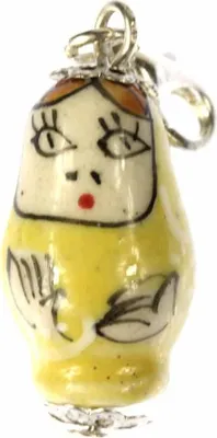 Produktbild von Matroschka Babuschka Russland Charm Anhänger Miniblings russische Puppe gelb