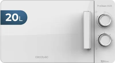 Obrázok produktu pre Cecotec 01520, Na pracovnú dosku, Sólo mikrovlnná rúra, 20 L, 700 W, Otočné, Biela