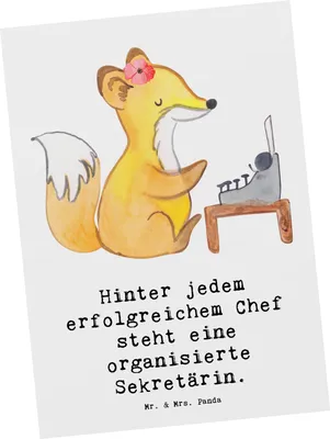 Produktbild von Mr. & Mrs. Panda Postkarte Sekretärin Erfolg - Weiß - Geschenk, Termine, bildkarte, kreative Geschenke, Teamarbeit, Fotokarte, Ansichtskarten, Berufsleben, Anerkennung