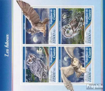 Produktbild von Briefmarken Guinea 2017 Mi 12575-12578 Kleinbogen (kompl. Ausgabe) postfrisch Eulen