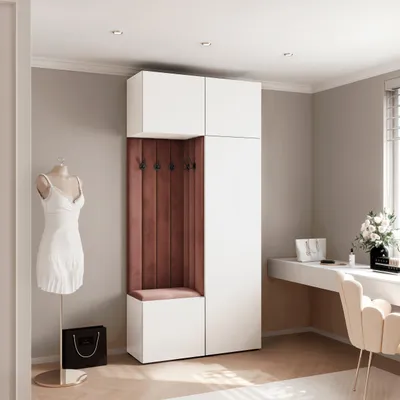 Produktbild von Garderobe ARIA 10 112 cm Weiß Gepolstert Rost Soft-Close Push-to-Open