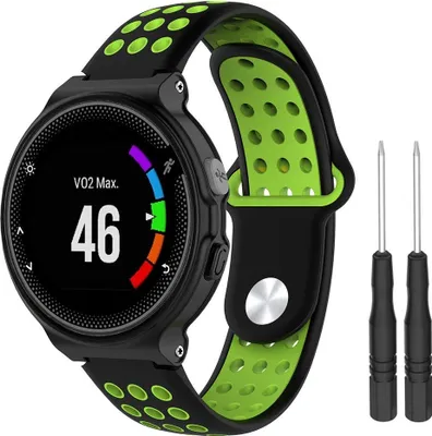Produktbild von BStrap Silicone Sport Armband für Garmin Forerunner 235, black/green