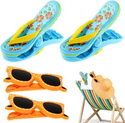 Imagen del producto de Pinzas para toallas, de plástico, 4 unidades, resistentes al viento, ideales para la playa y el jardín