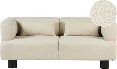 Produktbild von BELIANI Sofa Cremeweiß Bouclé Stoff 2-Sitzer mit Schwarzen Beinen Modernes Design mit Armlehnen Wohnzimmer Couch
