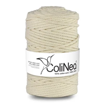 Produktbild von ColiNea, Baumwollkordel mit Baumwollkern, geflochten, 5mm, 100m, elfenbein