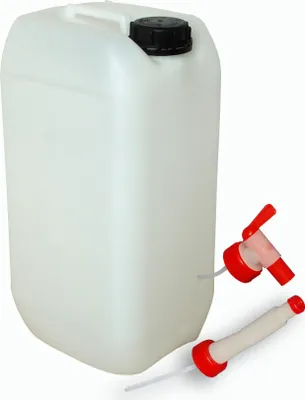 Image de bidon de 15 litres naturel avec robinet et bec verseur flexible (DIN 61)