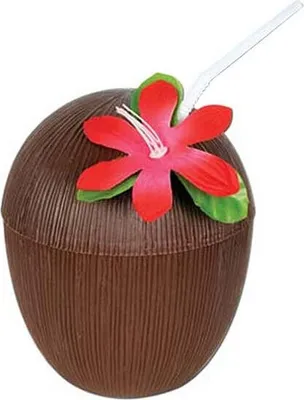 Produktbild von Kokosnuss Becher Luau mit Deckel und Trinkhalm 530ml