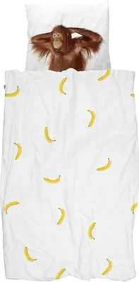 Produktbild von Snurk Bettwäsche Affe und Bananen 135 x 200