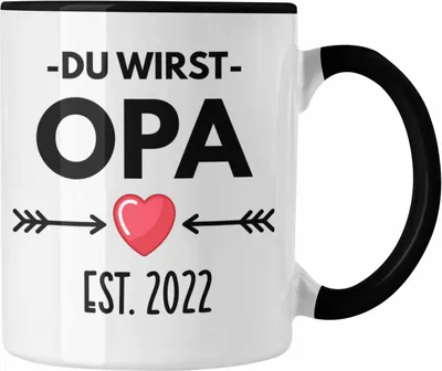 Produktbild von Trendation - Opa Du Wirst Opa 2022 Geschenk Schwangerschaft Verkünden Opa Überraschung Baby Kaffeetasse (Schwarz)