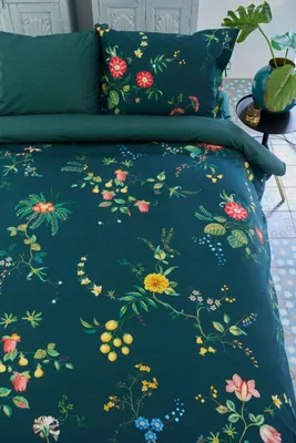 Produktbild von Pip Perkal-Bettwäsche Fleur Grandeur, Größe 200x200/80x80 cm, dark blue