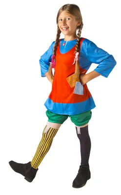 Pippi Langstrumpf Kostüm für Mädchen, offiziell, Gr. 7-9 Jahre