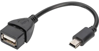 Zdjęcie produktu dla Digitus Adapter/konwerter USB mini-B - USB-A, OTG, 0,2 m, 0,2 m, Mini-USB B, USB A, USB 2.0, Czarny