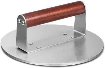 Produktbild von Famanu Hamburgerpresse aus Edelstahl – 21 cm, 1,15 kg, mit Holzgriff