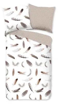 Productafbeelding van Good Morning Dekbedovertrek "Feathers" - Wit - (155x220 cm) - 100% Katoen