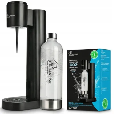Imagen del producto de Extralink HydroSpark: Máquina para hacer agua con gas, con botella de CO2, color negro