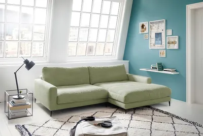 Produktbild von KAWOLA Ecksofa CARA Sofa Recamiere rechts Cord olivgrün