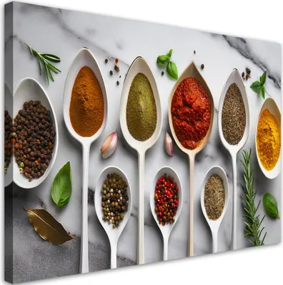 Produktbild von Leinwandbild Aromatische Gewürze Küche 120x80 Feeby Bunt bild für die wand bereit zum aufhängen