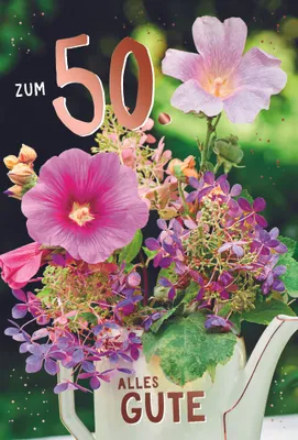 Produktbild von 50. Geburtstag Alles Gute Blumen Glückwunschkarte mit Umschlag