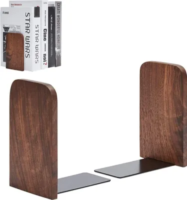 Produktbild von Buchstützen, Holz, naturbeschichtet, dekorative Buchstütze, 13*8*10.5cm, 1 Paar,Black walnut square head
