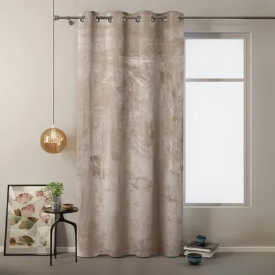 Produktbild von AmeliaHome Verdunkelungsvorhang Velvet Designer Ösenvorhang, Farbe:Beige, Größe:140 x 270 cm