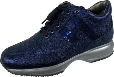 Produktbild von E18 Turnschuhe donna HOGAN INTERACTIVE Metallic-Effekt Leder blau Schuhe Frauen