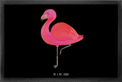 Produktbild von Mr. & Mrs. Panda Fußmatte Flamingo Classic 60 x 90 cm - Schwarz - Geschenk, Prächtig, Tochter, Fußabtreter, Bodenvorleger, glücklich, Schmutzfangmatte, Schmutzmatte, Ich