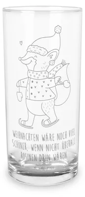Produktbild von Mr. & Mrs. Panda Glas Fuchs  Schlittschuhe 200 ml - Transparent - Geschenk, Weihnachtsbaum, Wasserglas, Weihnachtsmann, Winter, Weihnachten, Tannenbaum, Cocktailglas