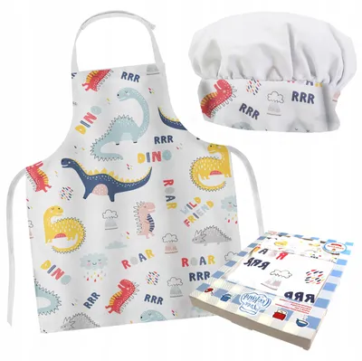 Produktbild von DOMAREX Little Cook Kinder Kochschürzen-Set mit Mütze Dinosaurier