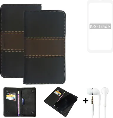 Produktbild von K-S-Trade Handyhülle + Kopfhörer kompatibel mit Xiaomi Redmi Note 9 Schutzhülle Walletcase Bookstyle Tasche Schutz Case Hülle Wallet Cover