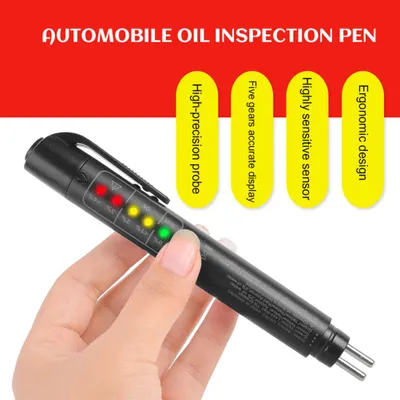 Immagine prodotto di Tester del liquido dei freni penna portatile di prova del liquido con 5 indicatori LED per DOT3 DOT4 veicolo automobilistico umidità