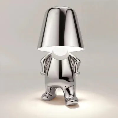 Produktbild von Thinker-Statue LED Nachttischlampe mit Touch-Steuerung,USB-Aufladung,3 Helligkeitsstufen,Kabellose Dimmbare Tischlampe,Dekorative  Nachtlicht(SilverB)