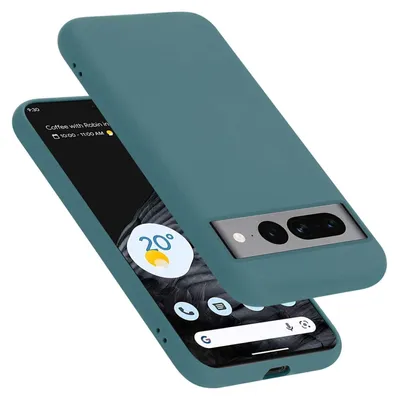 A teal phone case is shown partially covering a smartphone.