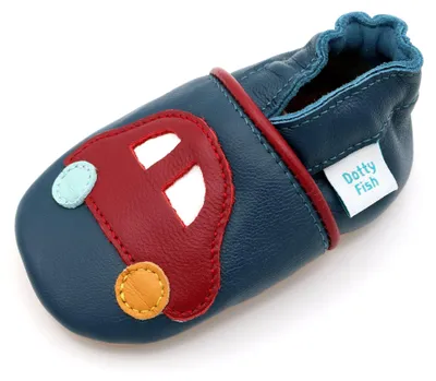 Obrázok produktu pre Dotty Fish – kožené detské topánky na učenie chôdze – protišmyková podrážka – model pre deti od 12 do 18 mesiacov.