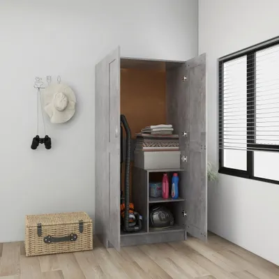 Produktbild von The Living Store Kleiderschrank Betongrau 82,5x51,5x180 cm Holzwerkstoff