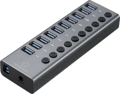 Image de Renkforce Rf 6027504 10 Port Usb 3.2 Gen2 Hub à commutation unique Boîtier aluminium