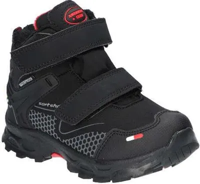 Produktbild von American Club Hl10323 Kinder Winterstiefel Softshell mit Klettverschluss | Gefüttert mit Fleece | Wasserdicht, Rutschfest & Warm | hochwertig Winterschuhe Schwarz 27