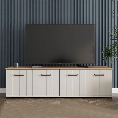 Produktbild von Erbez - TV-Schrank, 156x40x44h cm Cremeweiß, ein Regal