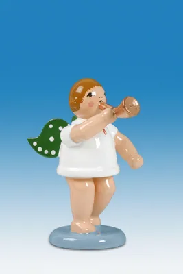 Produktbild von Holzfigur Engel mit Hifthorn und Krone Höhe 6cm NEU