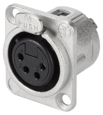 Produktbild von NEUTRIK® XLR, 4-pol , Metall-, Löttechnik-Einbaubuchse, versilberte(r) Kontakt(e), Type D, nickelfarben