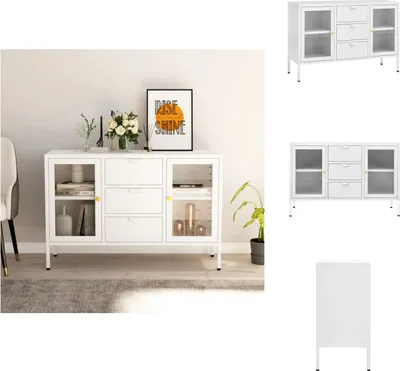 Produktbild von vidaXL Sideboard Weiß 105x35x70 cm Stahl und Hartglas -  Sideboards