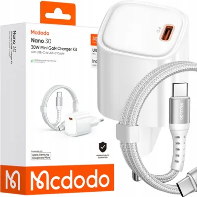 Image de Mcdodo Chargeur rapide secteur Alimentation USB Type C 30 W + câble USB-C 1 m